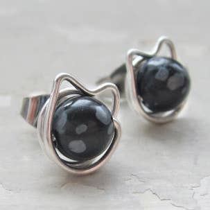 Spotted Cat Sterling Studs Earrings for wholesale by Contempo Jewelry