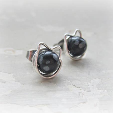 Spotted Cat Sterling Studs Earrings for wholesale by Contempo Jewelry