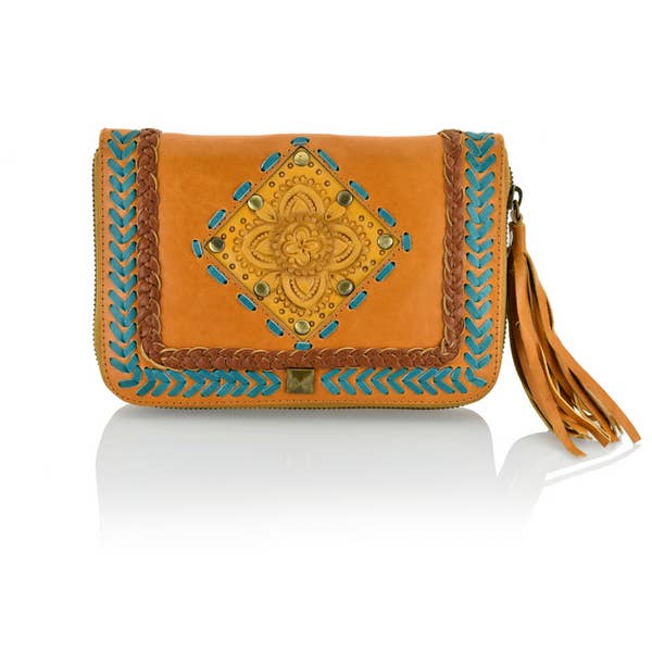 Tan Boho Zip Up Wallet for wholesale by Bali+Bliss