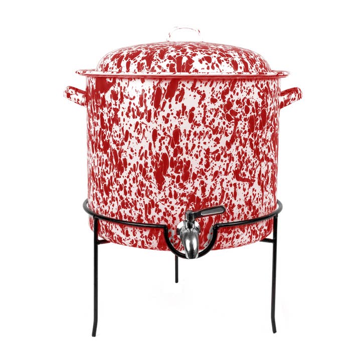 Crow Canyon Home - Wholesale Drink Dispenser - Splatter Enamelware Beverage Dispenser with Stand