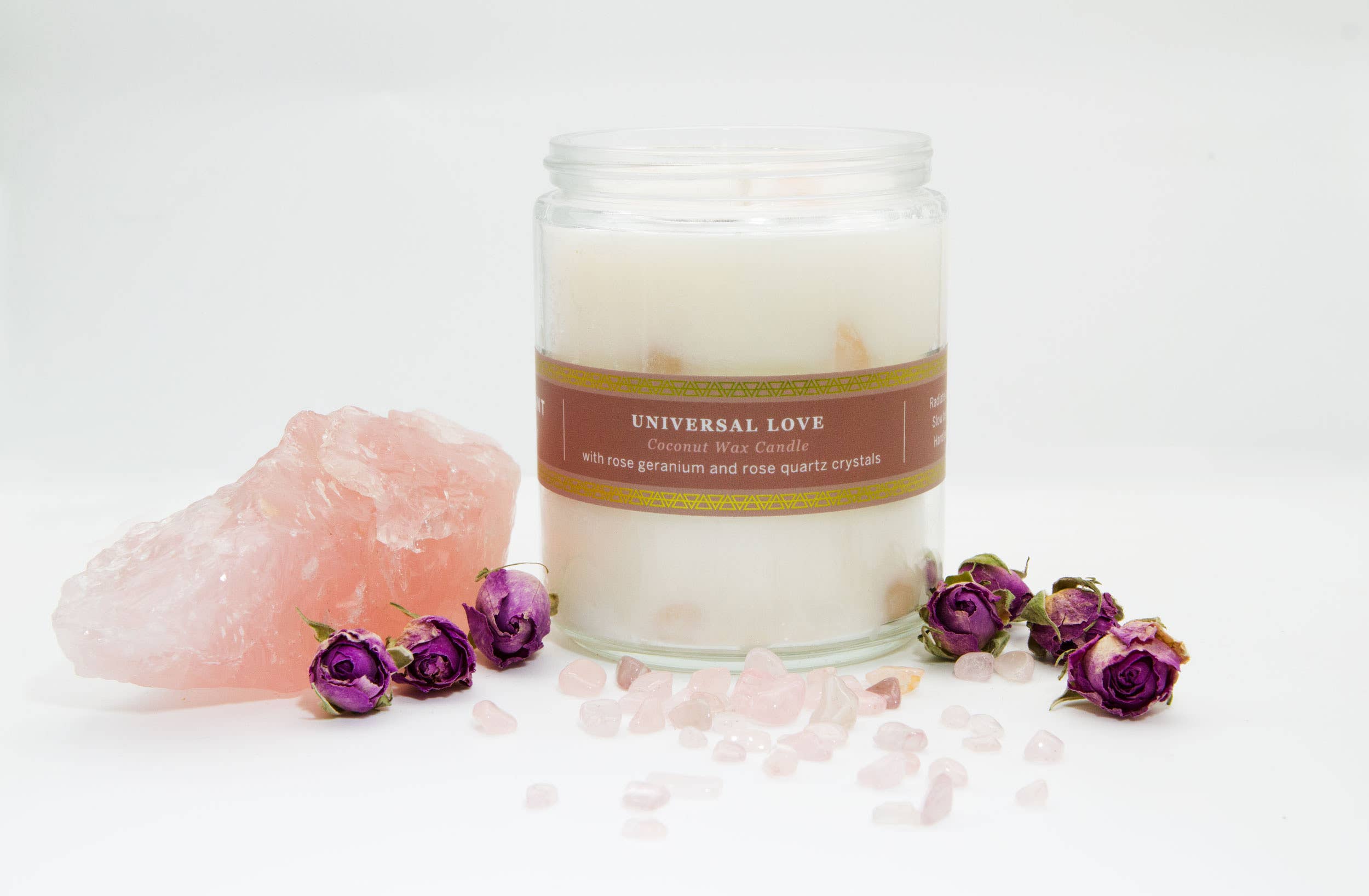 Pure Plant Home - Wholesale Jar/Filled Candle - Universal Love rose quartz candle2