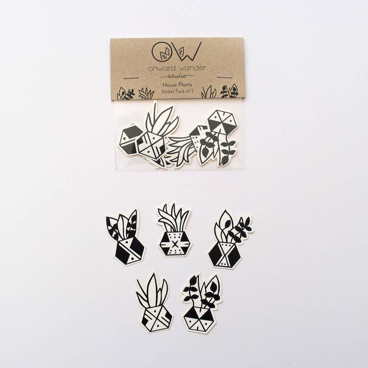 House Plant Stickers for wholesale by Onward Wander Studio