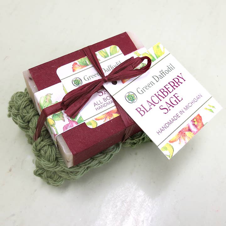 Blackberry Sage Soap & Washcloth Set for wholesale by Green Daffodil Bath & Body