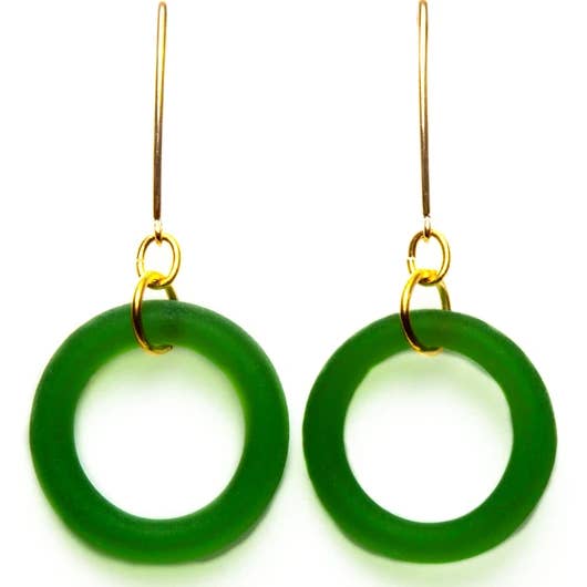 Smart Glass Recycled Jewelry - Wholesale Dangle earrings - GOLD SEAGLASS STYLE BOOMERANG EARRINGS2