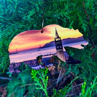 100% Recycled Paper CA Bear Ornament for wholesale by Green Tree Jewelry