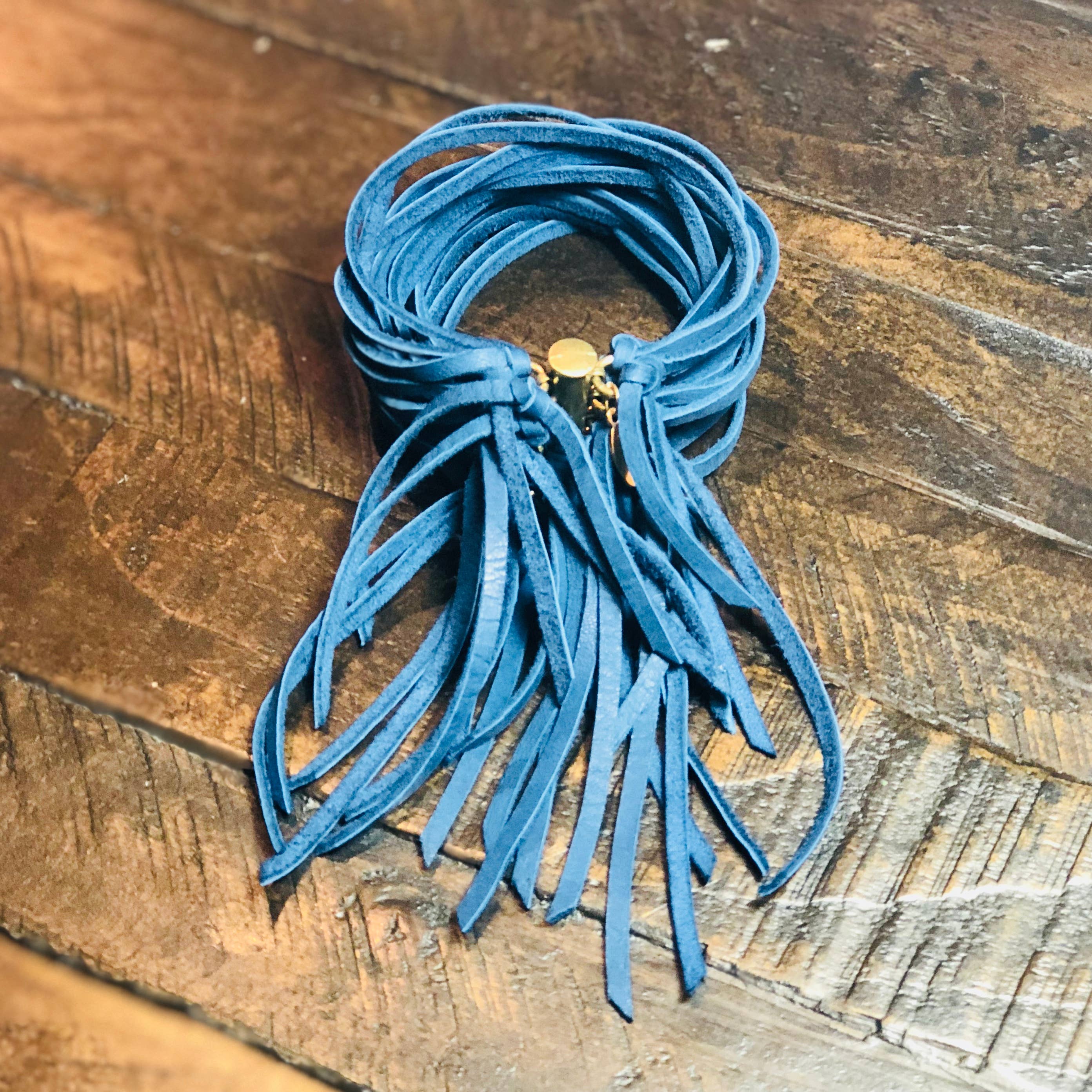 ASTALI - Wholesale Cuff Bracelet - Leather Biker Cuff - Cadet Blue, Multi-Strand Bracelet0