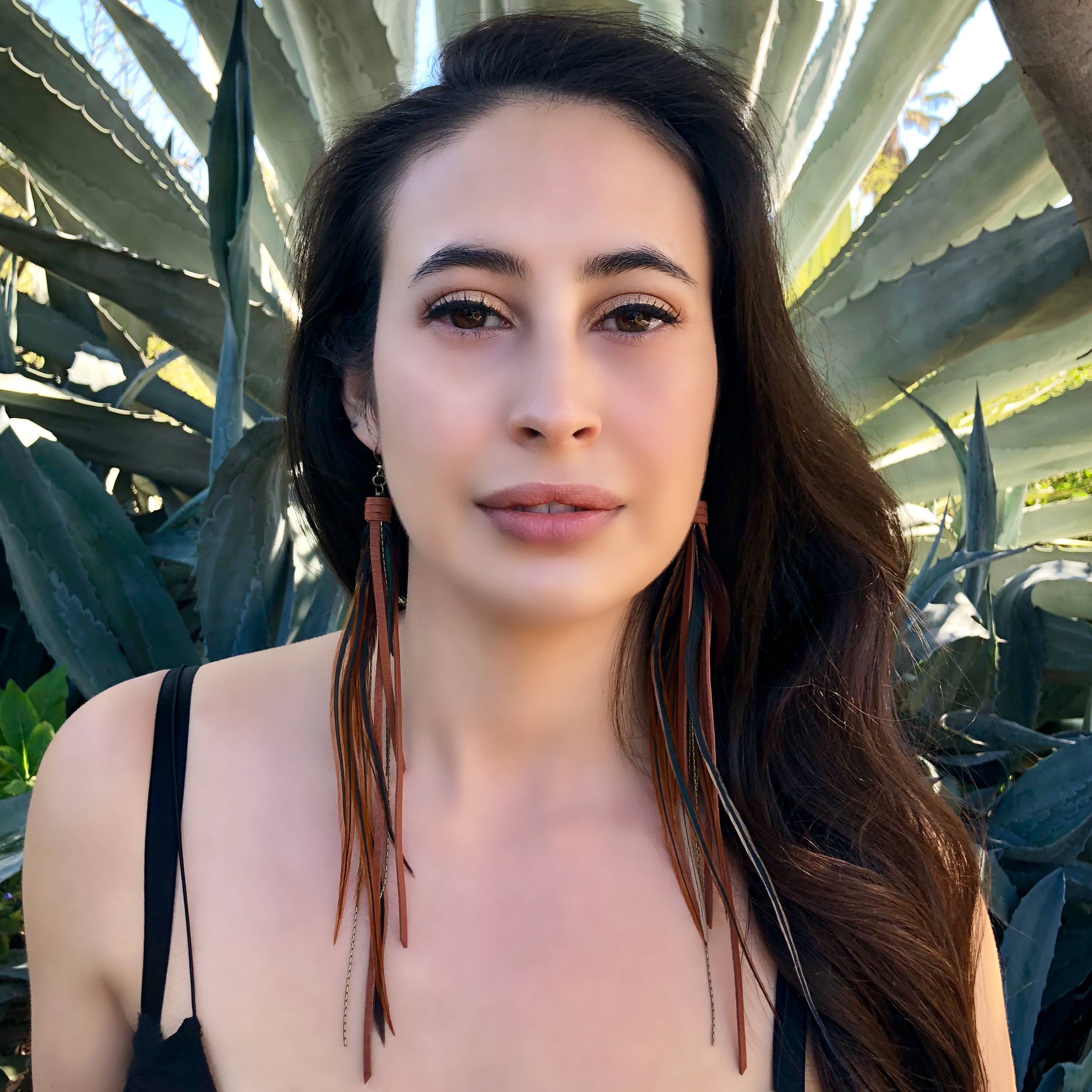 ASTALI - Wholesale Tassel Earrings - Pirate Feather Earrings - Fawn & Rust, Boho Western Style4