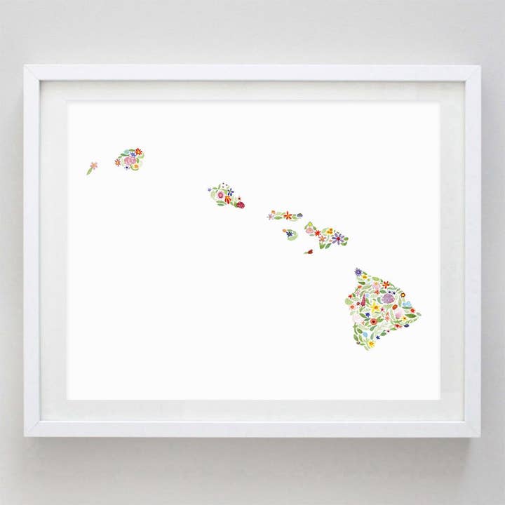 Hawaii Floral Watercolor Print for wholesale by Carly Rae Studio