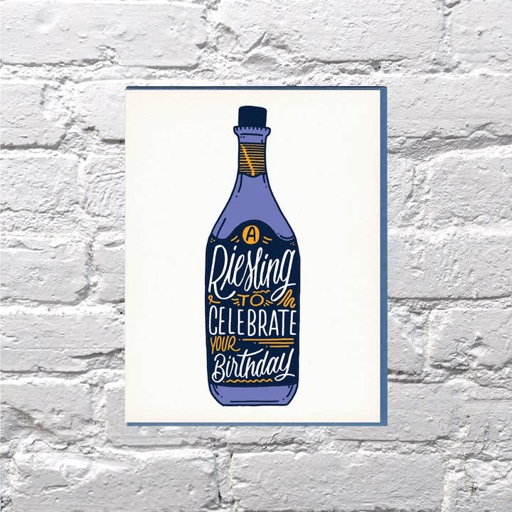 Reisling to Celebrate Your Birthday Wine Card for wholesale by Bench Pressed