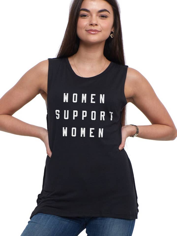 Unterstützen Sie Frauen Schwarz Muscle Tee für den Großhandel von Social Sunday