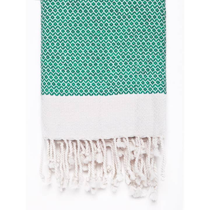 37" x 70" Green Diamond Weave Peshtemal Turkish Towel for wholesale by Buldano