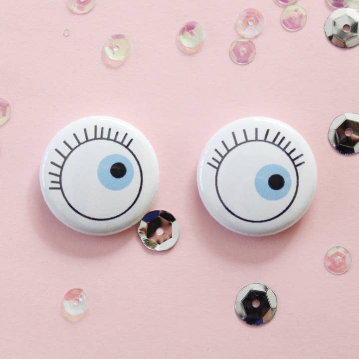 Eye See You One Inch Button - Set of Two for wholesale by Midge Blitz