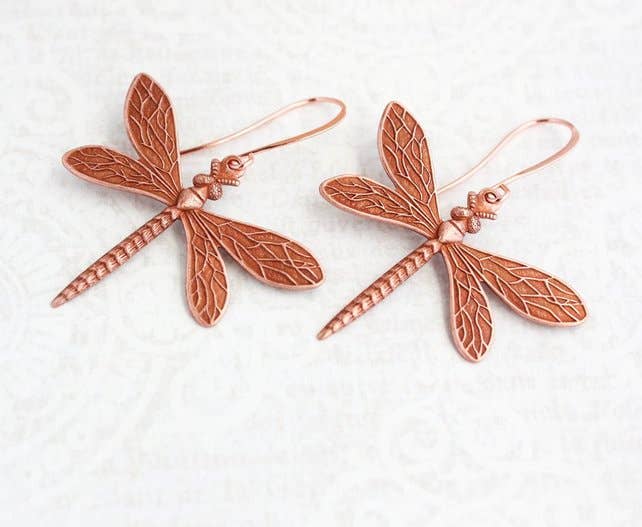 A Pocket of Posies - Wholesale Dangle Earrings - Dragonfly Earrings - Rose Copper1
