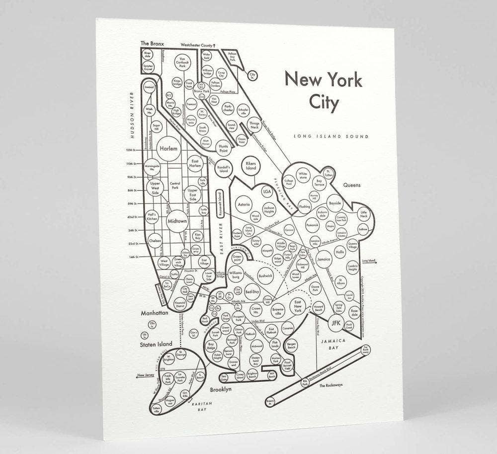 Archie's Press - Wholesale Map - New York City Map Print1