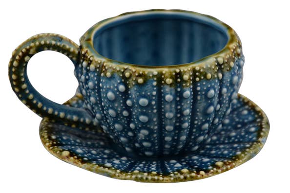 Blue Sky Clayworks - Wholesale Coffee mug - Blue Urchin Cup and Saucer