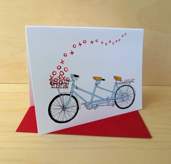 Rachelink Cards & Illustrations - Wholesale Love Card - Tandem XO Bike Card1