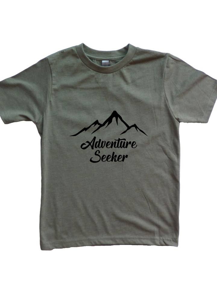 Camisa niño azul militar con buscador de aventuras negro para venta al por mayor de Outdoorable Apparel