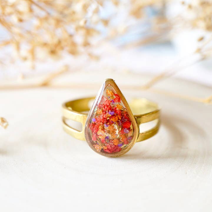 Real Pressed Flower and Resin Ring for wholesale by Ann + Joy
