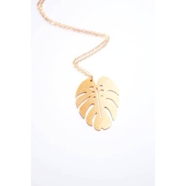 Monstera Leaf Necklace for wholesale by Rare Bird Co. + Pauline Stanley Studio