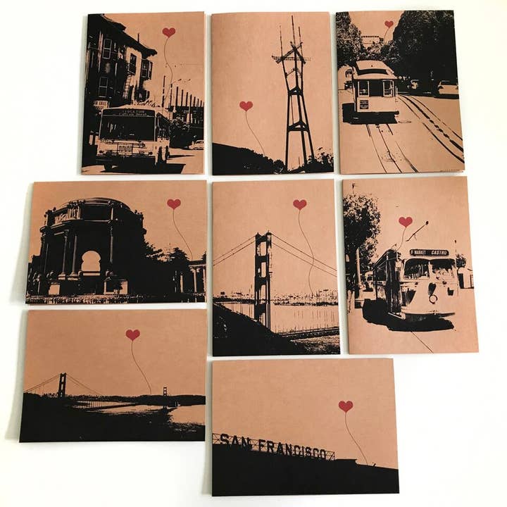 noteify - Wholesale Stationery/Notecard Set - San Francisco Lover’s Assorted Boxed Set of 8 Note Cards