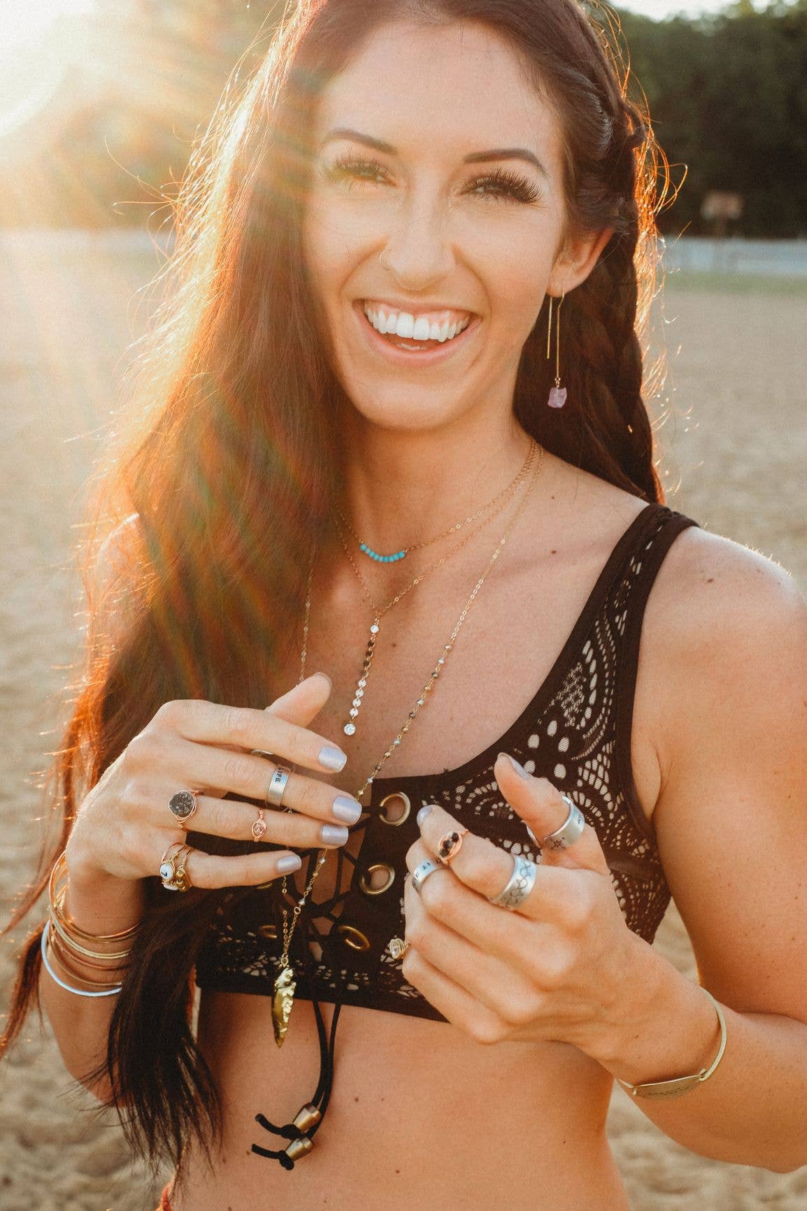 Salt and Sparkle - Wholesale Dangle Earrings - Purple Amethyst Raw Crystal Threader Earrings4