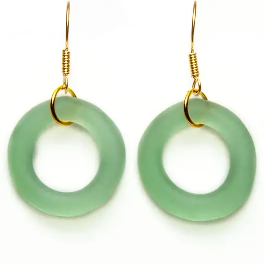 Smart Glass Recycled Jewelry - Wholesale Dangle Earrings - GOLD SEAGLASS STYLE SIMPLE EARRINGS3