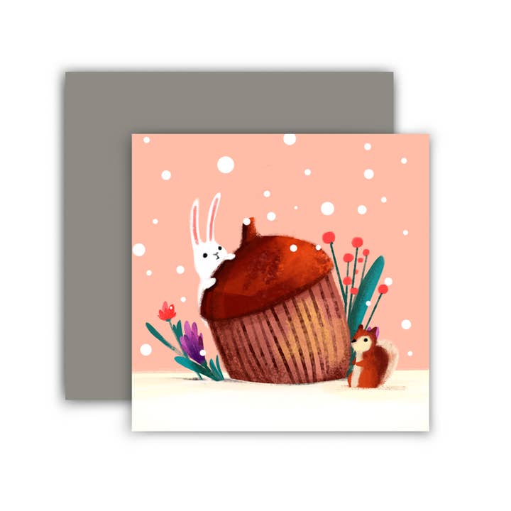 Snow Acorn Mini Card for wholesale by The Little Red House