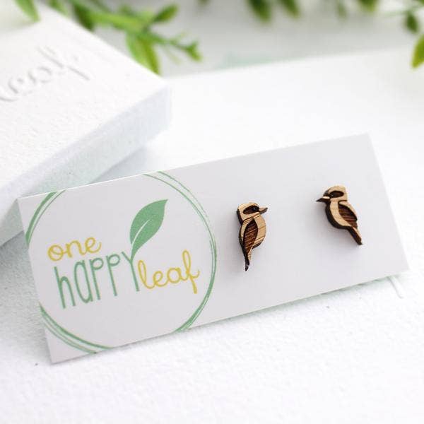 One Happy Leaf – wholesale Stud/post earrings – Kookaburra bird earring studs, bird earrings, Australian2