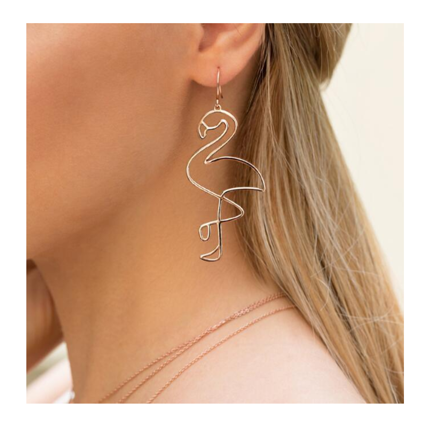 The Sleepy Cottage - Wholesale Dangle Earrings - Rose Gold Flamingo Earrings2