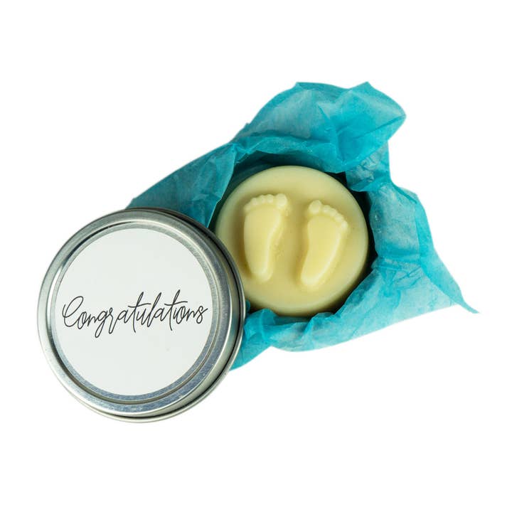 Barre de lotion cadeau - Félicitations/Pieds de bébé pour la vente par Wild Jasmine Natural Apothecary