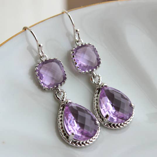 Pendientes Lavanda de Plata Lila para venta al por mayor de Laalee Jewelry