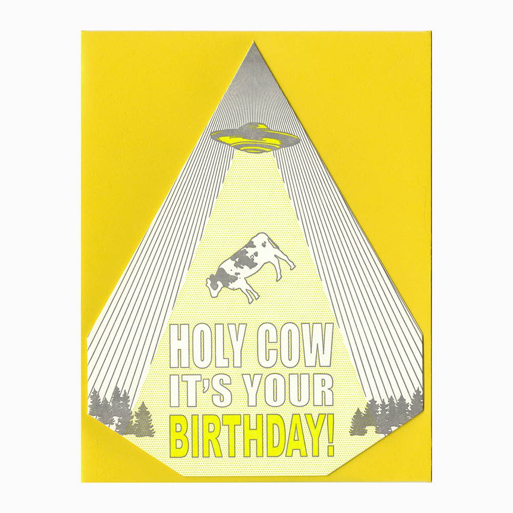 Blackbird Letterpress - Wholesale Birthday Card - holy cow it's your birthday card1