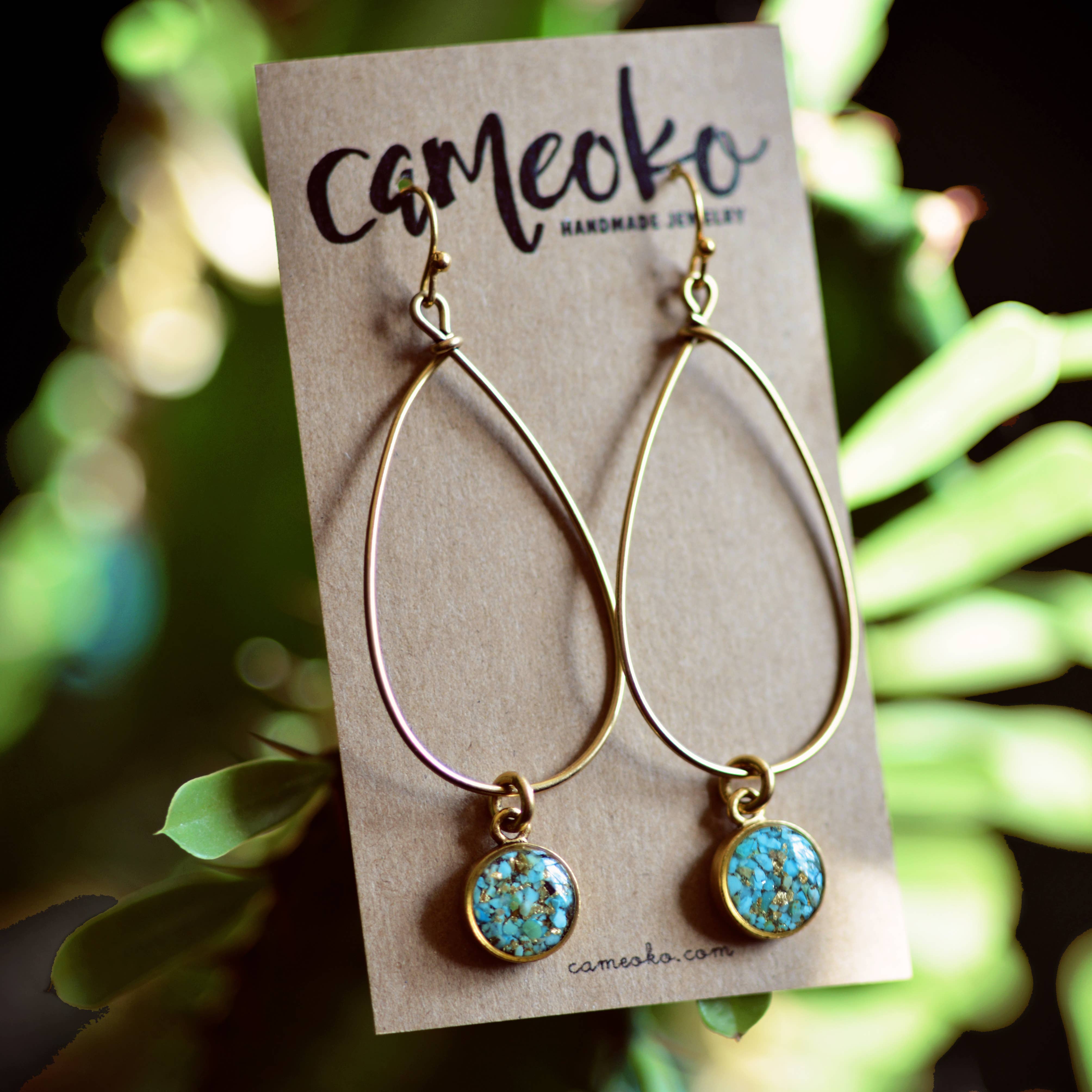 Cameoko - Wholesale Dangle Earrings - Crushed Gemstone Teardrop Hoop Earrings1