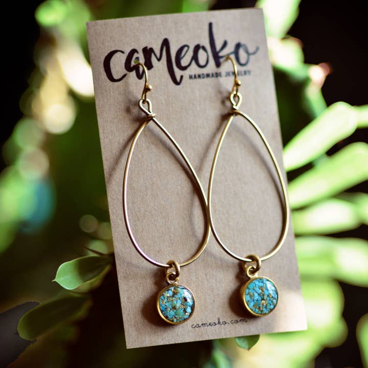 Cameoko - Wholesale Dangle Earrings - Crushed Gemstone Teardrop Hoop Earrings1