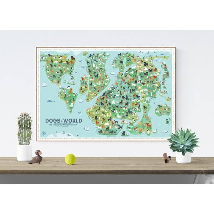 Lili Chin Art - Wholesale Poster - 36'' x 24'' Dogs of the World Map Poster5