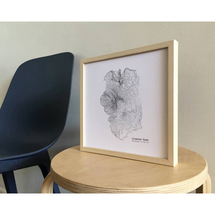 Tim Plus April - Wholesale Art Print - 12'' x 12'' Diamond Peak Oregon Topographic Map Art Print