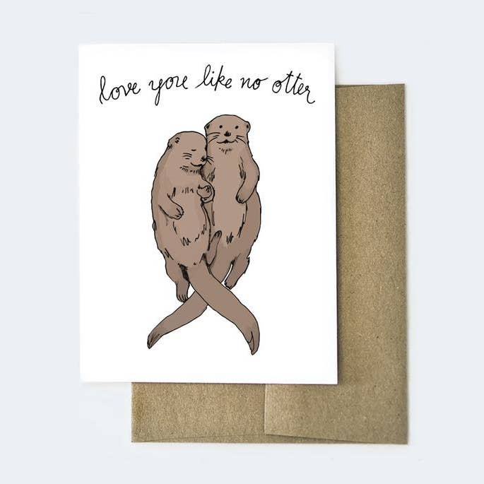 Love You Like No Otter Love Card for wholesale by Aviate Press