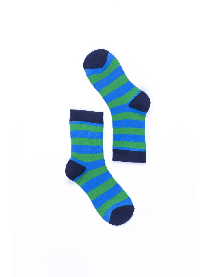 Socks n Socks - Wholesale Socks - Women's - Women's Blue Grass Stripe Crew Socks1