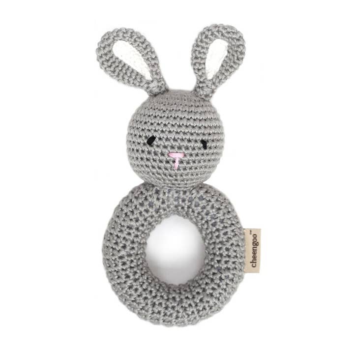 Bunny Ring Hand Crocheted Rattle for wholesale by Cheengoo