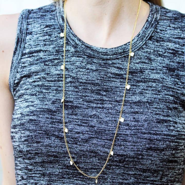 White Heart Chain Necklace for wholesale by Diament Jewelry