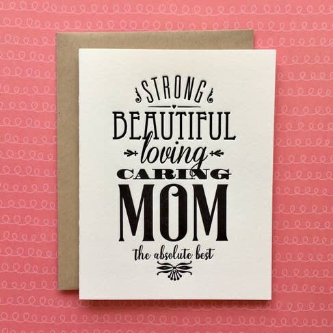 Mooie, liefhebbende moeder - boekdrukkaart voor wholesale door Lucky Bee Press