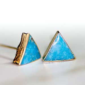 Turquoise Triangle Studs for wholesale by Leslie Francesca Designs