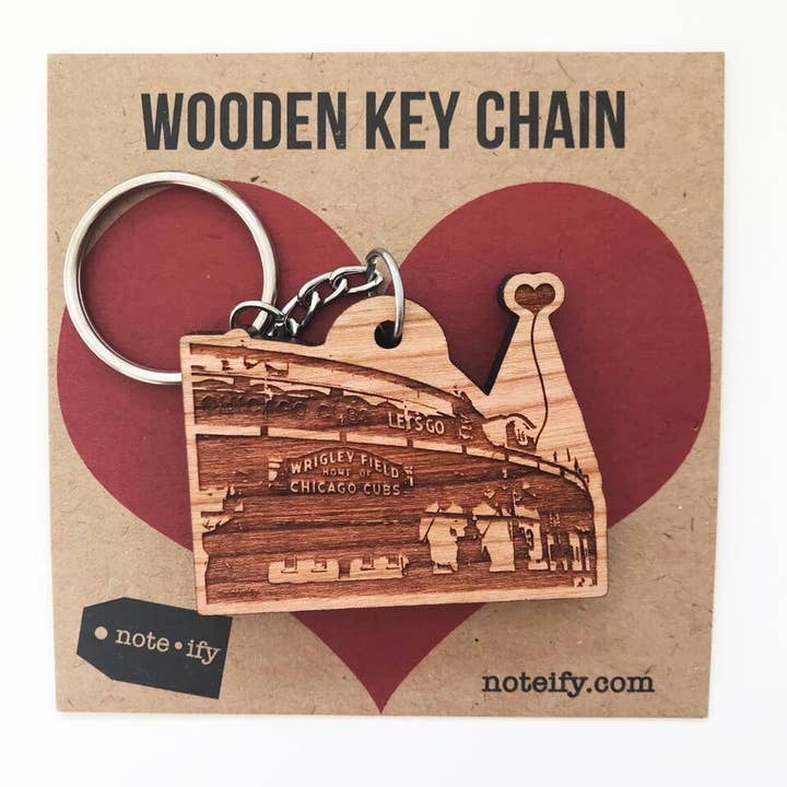 Chicago Wrigley Field Wooden Key Chain for wholesale by noteify