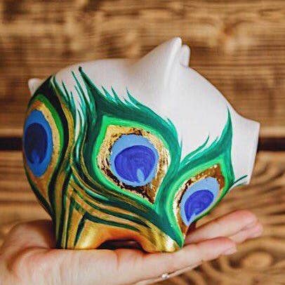 Mittleres Pfauen-Piggy für den Großhandel von Pigbank USA