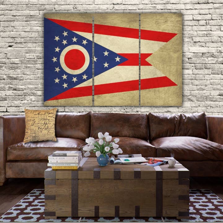 64"x40" Ohio State Flag Canvas Wall Art for wholesale by HolyCowCanvas