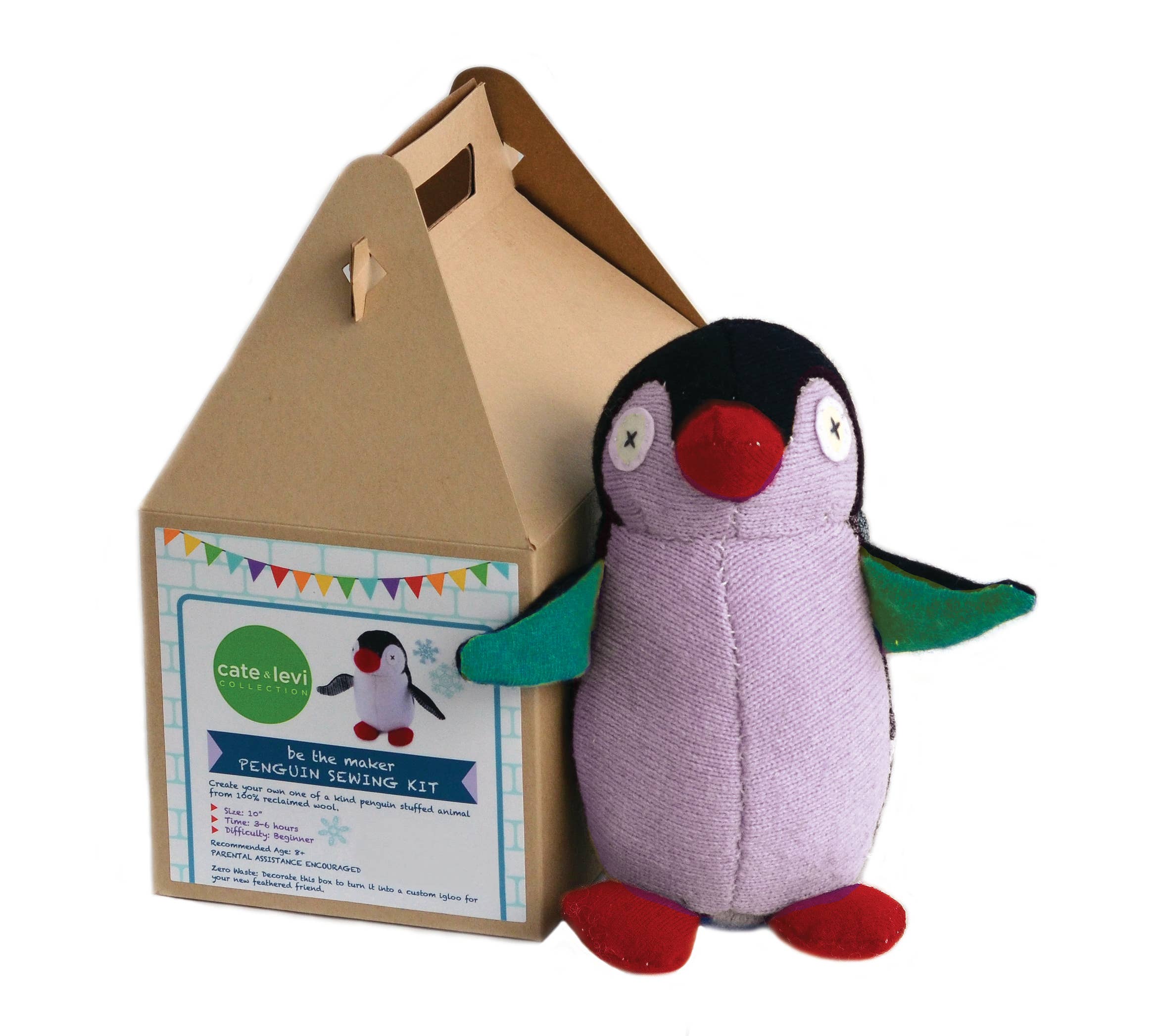 Cate and Levi - Wholesale DIY Craft Kit - Kids - Penguin Stuffed Animal DIY Sewing Kit | Reclaimed Wool1