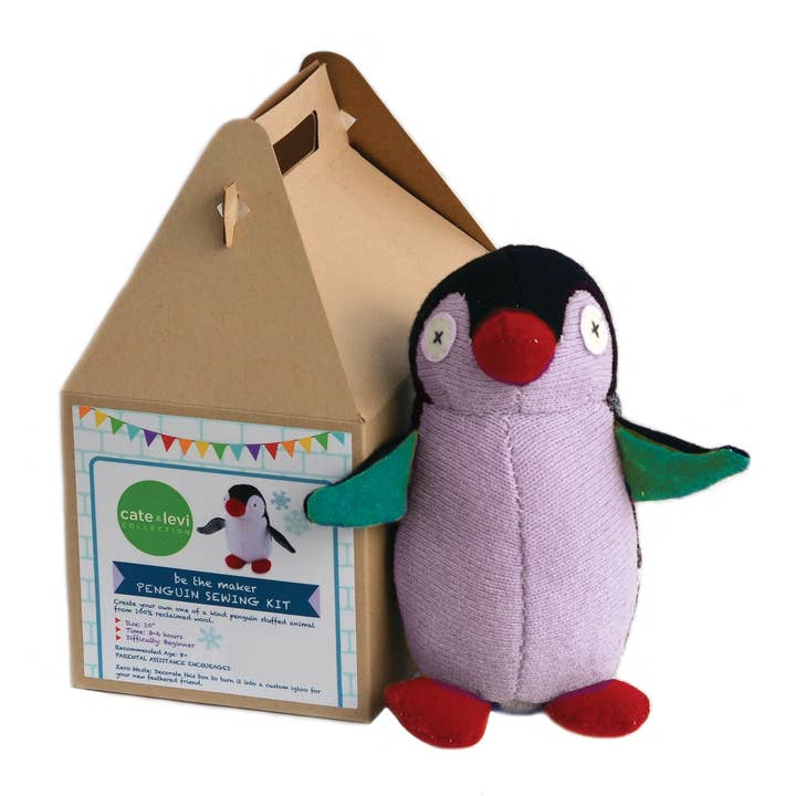 Cate and Levi - Wholesale DIY Craft Kit - Kids - Penguin Stuffed Animal DIY Sewing Kit | Reclaimed Wool1