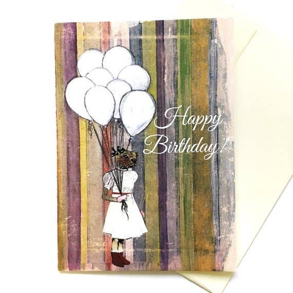 Happy Birthday Otter Greeting Card for wholesale by Pergamo Paper Goods