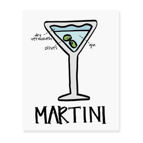 Fresh Out of Ink - Wholesale Art Print - Martini Diagram Art Print 8" X 10"0