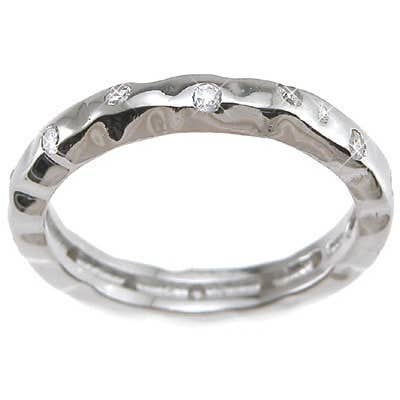 Rhodium Finish Sterling Silver Cubic Zirconia Brilliant Fashion Wedding Band for wholesale by Plutus Brands